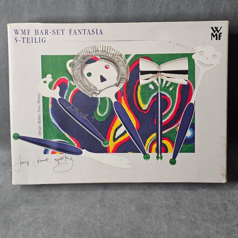 WMF CROMARGAN GERMAN fantasy FACES STAINLESS BAR SET - 5 PCS MATTEO THUN B1-34